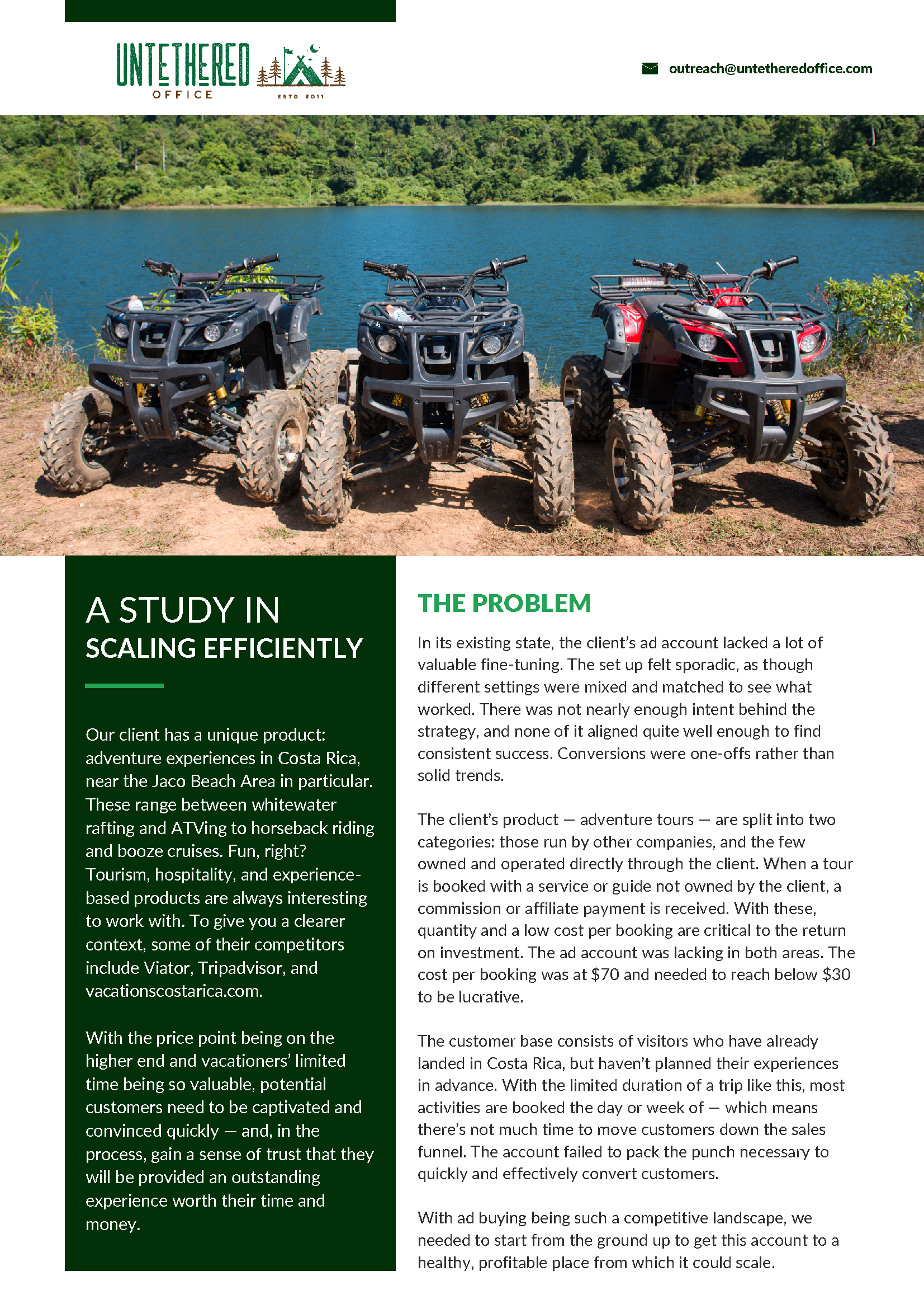 Cover of the adventure tour company case study